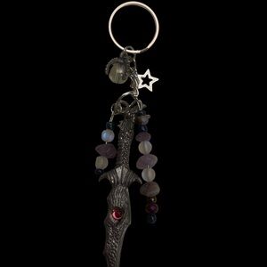 Silver Sword Keychain with Beaded Charms